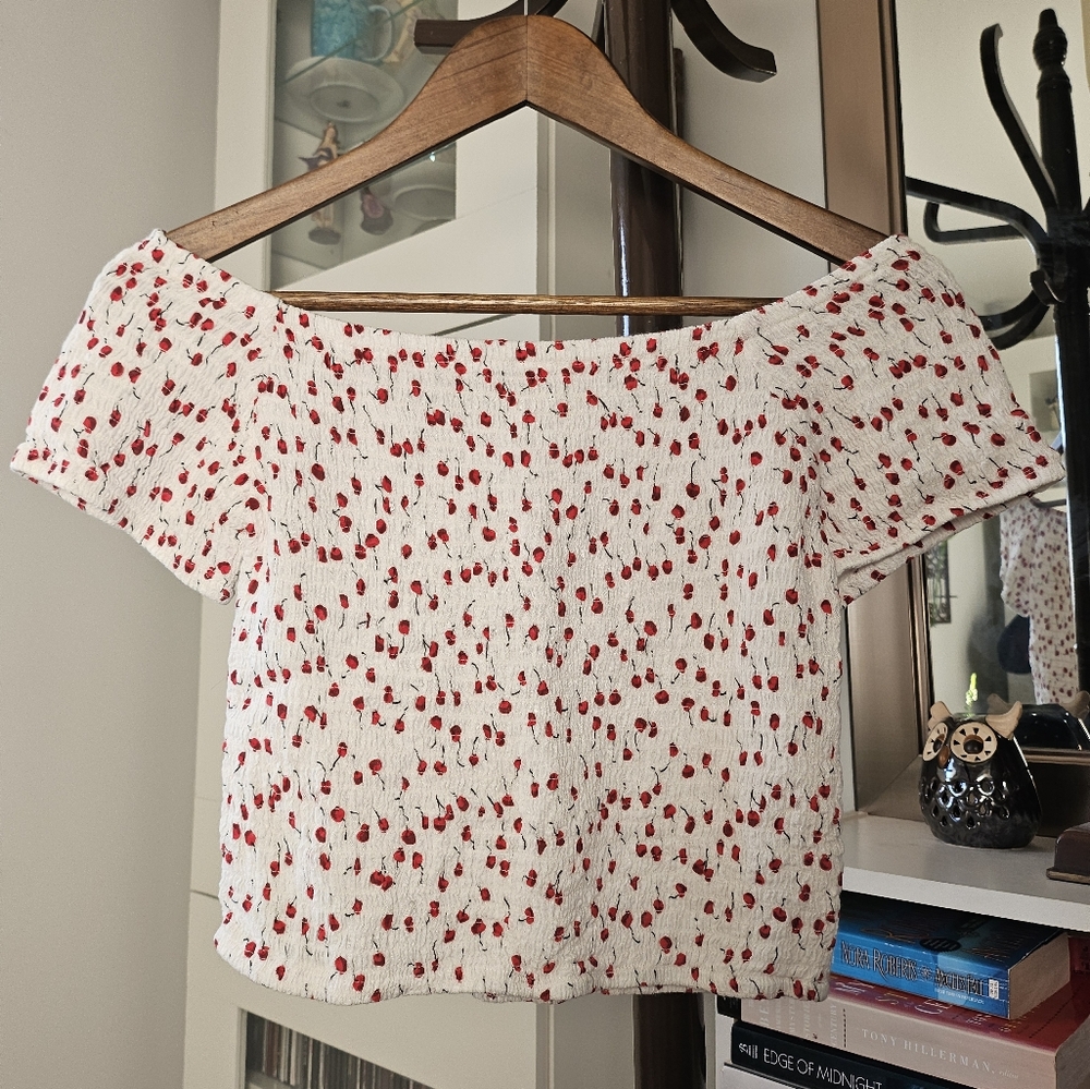 Japna cherry print smock baby tee. Size large.